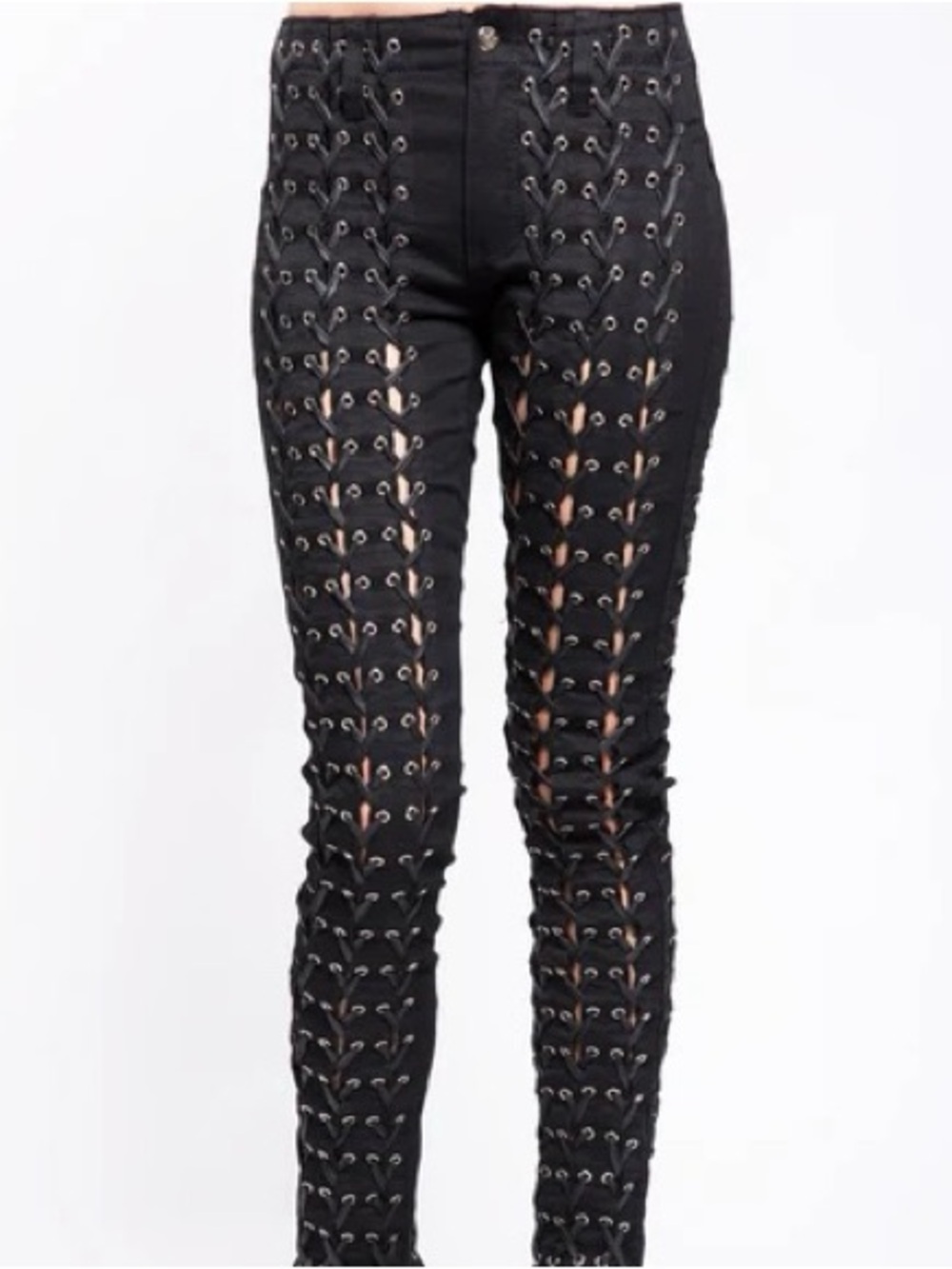 Tripp NYC Medieval pants Black Lace-Up Skinny jeans
